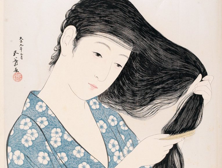 Hashiguchi_Goyo_(1880-1921),_Combing_Hair,_Japan,_1920,_Woodblock_print;HMA